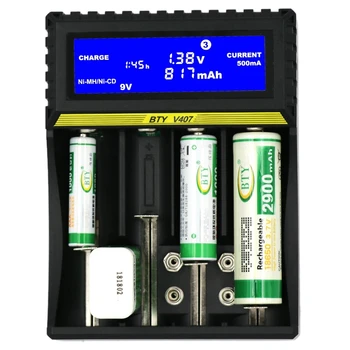 BTY-V407 Baterijų Kroviklis Li-ion Gyvenimo Ni-MH Ni-CD Smart Greitas Įkroviklis 18650 26650 6F22 9V AA AAA 16340 14500 Baterijos Kroviklis