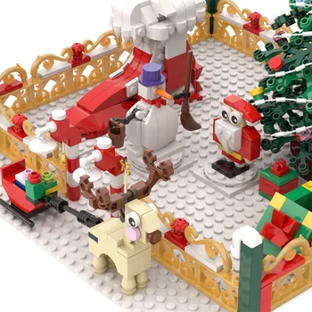 Buildmoc Kūrėjas Draugai Pramogų Kalėdų Žiemos Kaimas Miesto Traukinio Apdaila, Statyba Blokai Santa Claus Plytų Žaislai, Dovanos