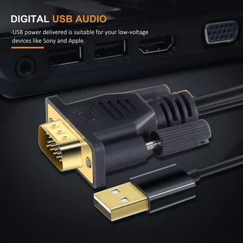 Cabletime VGA į HDMI su USB Maitinimo Kabelis, Vga M į HDMI Adapteris F 1080P 60Hz VGA su USB MacBook HDTV Projektorius N107