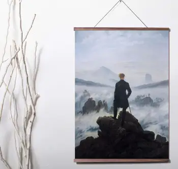 Caspar David Friedrich Klajūnas Virš Jūros Rūkas, Giclee Meno Drobė plakatas apdailos, dažymo, su medžio masyvo kabinti pažymėkite
