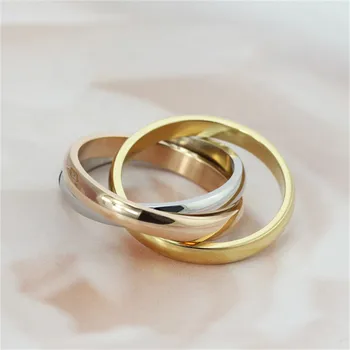 CC Mados Juvelyrika Žiedai Vyrams Ir Moterims, 3mm Trijų žiedų iš Titano, Plieno Paprasta Bijoux, Vestuvių, Sužadėtuvių Priedai CC969b