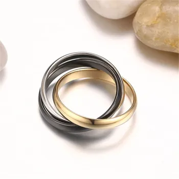 CC Mados Juvelyrika Žiedai Vyrams Ir Moterims, 3mm Trijų žiedų iš Titano, Plieno Paprasta Bijoux, Vestuvių, Sužadėtuvių Priedai CC969b