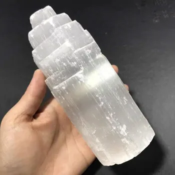 Chakra gydomųjų produktų natūralus kvarco kristalas balta selenitas bokšto vidaus apdaila