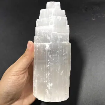 Chakra gydomųjų produktų natūralus kvarco kristalas balta selenitas bokšto vidaus apdaila