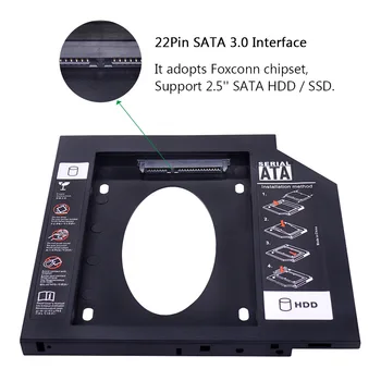 CHIPAL 10vnt Universalus SATA 3.0 2nd HDD Caddy 9.5 mm 2.5