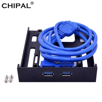 CHIPAL 2 Port USB 3.0 Priekinis Skydelis Kabelio Adapteris 5Gbps 20Pin USB3.0 Hub Plastikiniai Plėtimosi Laikiklis prie PC Desktop 3.5