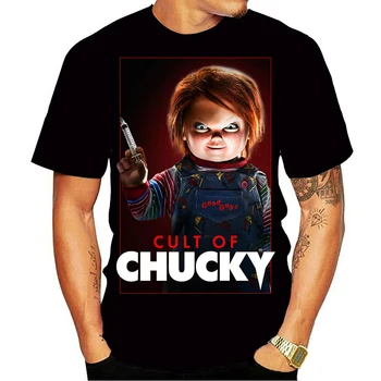 Chucky Helovinas lėlės siaubo 3D T-shirt vyrams kūrybinės medvilnės kamuolys apvalus kaklas trumpas rankovėmis T-shirt ir didelio dydžio drabužius