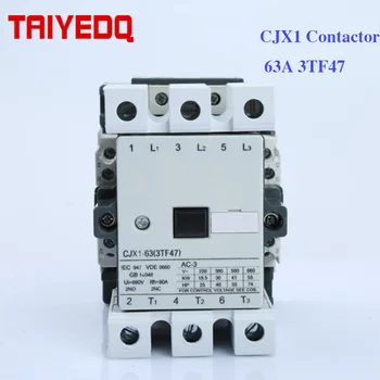 CJX1-63A AC kontaktoriaus CJX1-63/22 3TF47 Elektros magnetinių kontaktoriaus 3Pole Motorinių contactores 24V 220V, 380V 2NO+2NC