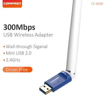 Comfast Nemokama Vairuotojo 300Mbps Wireless USB Wifi Adapteris Imtuvas 2.4 Ghz Didelis Pelnas 6dBi Antena Stiprus Signalas Tinklo Kortelė CF-826F