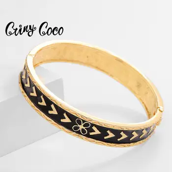 Cring Coco Mada, Apyrankės Moterims Madinga Juoda Emalio, Aukso Spalvos, Originalus Dizainas Havajų Polinezijos Bangle Apyrankės Naujas