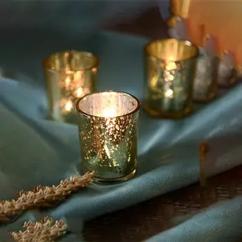 Crystal žvakių laikiklis Gyvsidabrio Stiklo Votive Tealight Žvakių Laikikliai vestuvėms Baras Namų Dekoro 12Pcs