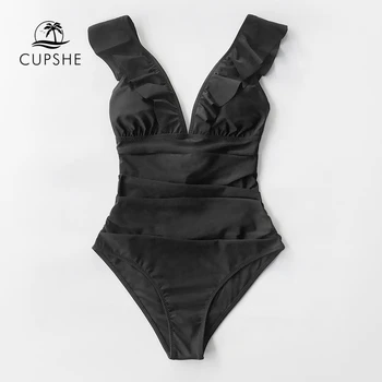 CUPSHE Kieto Juoda Susiėmę vientisas maudymosi kostiumėlis Moterims Sexy Nėrinių Monokini maudymosi Kostiumėliai, 2021 Nauja Mergina Paplūdimio Maudymosi Kostiumai