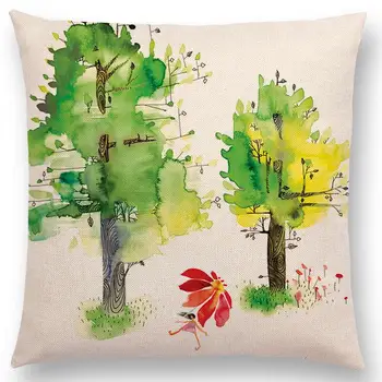 CUSCOV naujas akvarelės lapai, kiaulpienės medvilnės skalbiniai, pagalvės padengti vestuvių dekoravimas sofos pagalvėlė padengti kavos parduotuvė sėdynės pagalvė