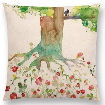 CUSCOV naujas akvarelės lapai, kiaulpienės medvilnės skalbiniai, pagalvės padengti vestuvių dekoravimas sofos pagalvėlė padengti kavos parduotuvė sėdynės pagalvė