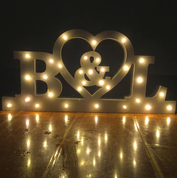 Custom Dovana vestuvių stalo logotipas ir pavardė vestuvių papuoštas Šviesiai Laiškai Užsakymą Šviesą Pavadinimas LED
