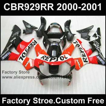 Custom nemokamai ABS plastiko Motociklo lauktuvės dalys HONDA CBR 929 purvasargiai 2000 2001 CBR900RR 