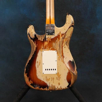 Custom Shop,rankų darbo 6 įgėlimo elektrinė Gitara relikvijos rankomis.relikvijos klevas fingerboard guitarra.realios nuotraukos