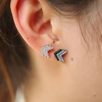 CZ rodyklių stud auskarai minimalus elegantiškas moteris, mergina kelis auskarų dizaino trijų cz eilutė rodyklių mados auskarai papuošalai