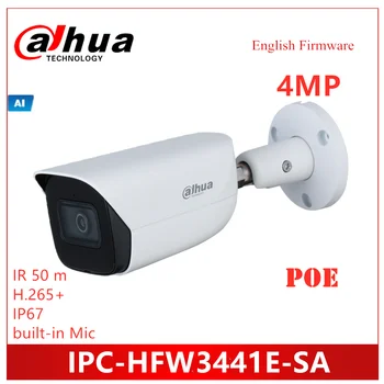 Dahua 4MP Tinklo Kamera IPC-HFW3441E-SA Lite AI IR Fiksuotas židinio IP Kameros Žvaigždės built-in Mic VAIZDO Kamera