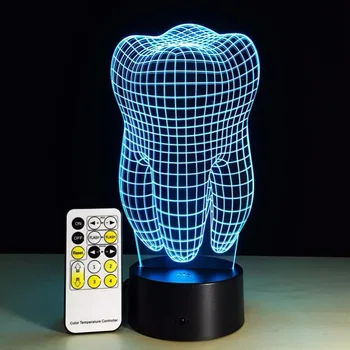 Dantų Tipo 3D Led Lempos Dantų Kūrybos dovana, Spalvinga 3D Dantų Gradientas Šviesos Odontologijos Klinika Kūrinys Artware Naktį Dantų Rodo