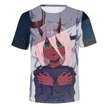 DARLING Į FRANXX Marškinėliai Super Karšta Anime 3d T-shirt Japonijos Animacinių filmų Spausdinti Marškinėlius Hiro Nulis Du Viršų Cosplay Unisex Camiseta