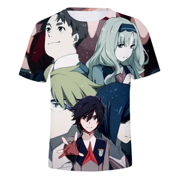 DARLING Į FRANXX Marškinėliai Super Karšta Anime 3d T-shirt Japonijos Animacinių filmų Spausdinti Marškinėlius Hiro Nulis Du Viršų Cosplay Unisex Camiseta