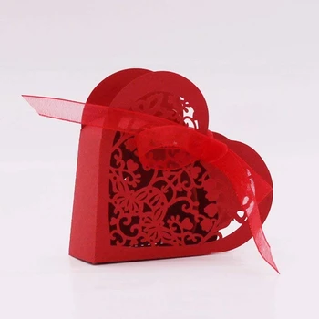 Daug 20 Saldainių Dėžutė Širdies Saldainių Popieriaus Langelį Dovanų Dėžutė Vestuves - Raudona