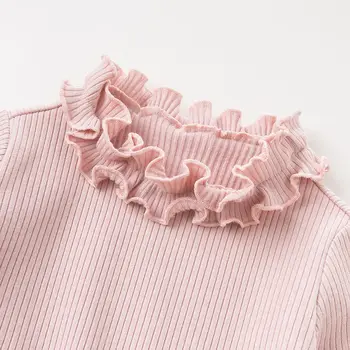 DB12093 dave bella rudenį kūdikių mergaičių ruched kietas marškinėliai vaikams ilgomis rankovėmis viršūnes merginos aukštos kokybės megztinis vaikai tees