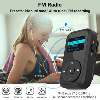 Deelife Bluetooth, MP3 Muzikos Grotuvas su FM Radijo Įrašymo ir TWS Tiesa, Belaidę Ausinę į Ausies Telefonus, Ausinės, Sporto Rinkinį