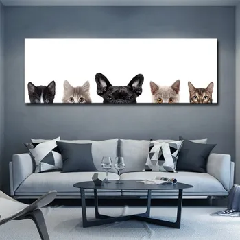 Dekoratyvinis dažymas modernus minimalistinio horizontali versija ilga sofa sienų tapybos miegamasis freskos naktiniai tapybos kačių ir šunų