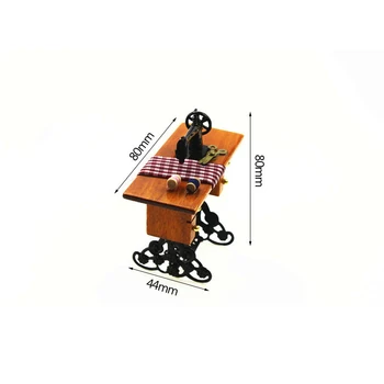 Derliaus Siuvimo Mašinos Modelis Mini Lėlių Miniatiūros Modeliavimas Baldai su Sriegiu Žirklės 