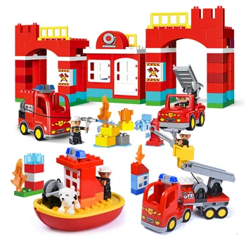 Didelio Dydžio, Statyba Blokai, Automobilių Miesto Priešgaisrinės Ugniagesių Blokai Suderinama LegoING Duplo Plytų Švietimo Žaislai Vaikams