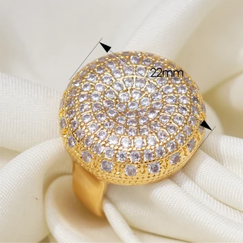 Didelis Apvalus Dizainas Zirconia Žiedas Prabanga Vestuves Aukso Žiedus Moterims Artimųjų Rytų Stiliaus Derliaus Dubajus Papuošalai Dropshipping