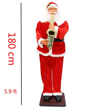 Didelis Kalėdų Senelis groja saksofonu, balso aktyvuota indukcijos pučia automatiškai, Kalėdinė dekoracija Šokių santa