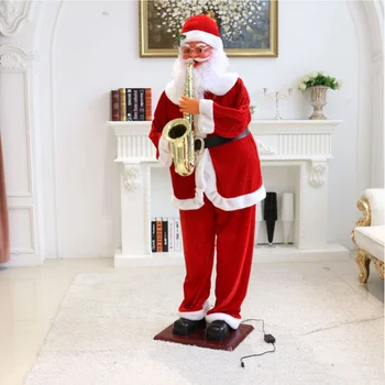 Didelis Kalėdų Senelis groja saksofonu, balso aktyvuota indukcijos pučia automatiškai, Kalėdinė dekoracija Šokių santa