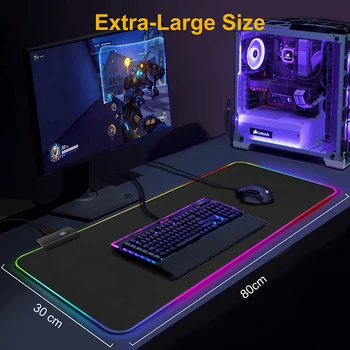Didžiosios Bangos Kraštovaizdžio RGB Žaidimų Kompiuterį Kilimėlis Didelis Didelis Gamer Stalas Pelės Mygtukai Led Mause Mygtukai Klaviatūra su foniniu Apšvietimu Pelės Kilimėlis