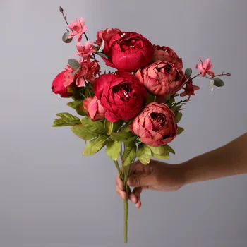Dirbtinis Bijūnų Puokštė Gėlių Kompozicijų Romantiška Bijūnų Žiedų Namų Dekoro Dirbtinis Hydrangea Gėlės Dirbtinės Gėlės