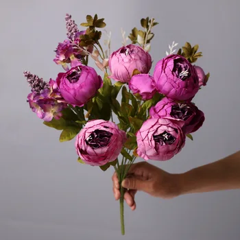 Dirbtinis Bijūnų Puokštė Gėlių Kompozicijų Romantiška Bijūnų Žiedų Namų Dekoro Dirbtinis Hydrangea Gėlės Dirbtinės Gėlės