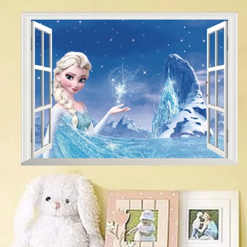 Disney 3Dview Lipdukas Užšaldyti Įspūdį Vaikų Kambario Aksesuarų, vaikų Darželis, Lipdukai Animacinių filmų Pegatinas Autocollant Enfant Dekoras