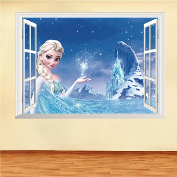 Disney 3Dview Lipdukas Užšaldyti Įspūdį Vaikų Kambario Aksesuarų, vaikų Darželis, Lipdukai Animacinių filmų Pegatinas Autocollant Enfant Dekoras