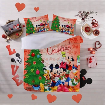 Disney Mickey Minnie Kalėdų Patalynės Komplektas Antklode Padengti Užvalkalas Namų Tekstilės Suaugusiems Vaikams Dovanų Karalienė King Size Lova Rinkinys