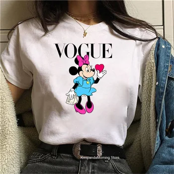 Disney Mickey Minnie Mouse Marškinėliai Moterų Plius Dydis Harajuku Viršūnės Vasarą Grafinis Tees Moterų Minnied Kawaii 