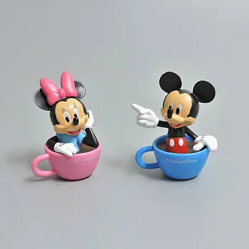 Disney Mickey Mouse ir Kavos Puodelį, ančiukas Donaldas Minnie Mouse 8cm Animacinį Personažą PVC Vaikų Žaislas Gimtadienio Dovana 13