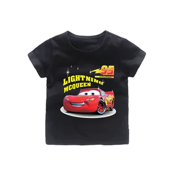 Disney nauja, T-shirt apvalus kaklas medvilnės McQueen automobilių modelį vientisos spalvos kvėpuojantis ne nyksta atsitiktinis berniukas T-shirt periferinių