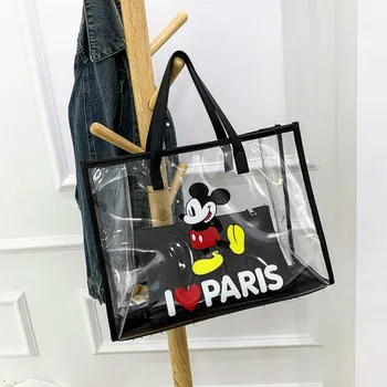 Disney nauja, vandeniui įstrižainės permatomas maišelis nešiojamų paplūdimio krepšys Mickey mouse plastiko maišą mergina želė pečių maišą 2vnt