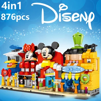 Disney rinkiniai Draugais Princesė Merginos Mickey Mouse Shop Parduotuvėje Pilis Širdyje, Lake City Kūrimo Bloką, Plytos, Žaislai, dovanos 4in1