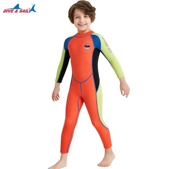 Dive&Sail 2,5 MM Neopreno Wetsuits Kids viso kūno Šiluminės apsaugos Nardymo Šlapias kostiumas Mergaitėms Berniukų Plaukimo Naršyti medūzos odos