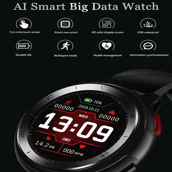 Doolnng DT68 smart watch vyrų IP68 vandeniui 1.2 colių full touch screen 30 dienų ilgo laukimo EKG smartwatch