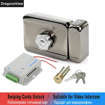 DragonsView Metalo Elektros Spyna, video domofonas Prieigos Kontrolės Sistema su 3A Maitinimo Elektroniniu Valdymo Blokas Durų užraktas kit