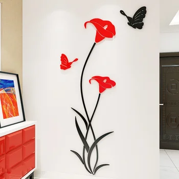 Drugelis Gėlių Lipdukai Sienos Šiuolaikinės Lipdukų Dekoravimas 3D 